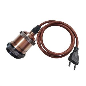 E27 Pendelupphäng 3,5m textilkabel Brons