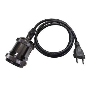 E27 Pendelupphäng 3,5m textilkabel Svartkrom