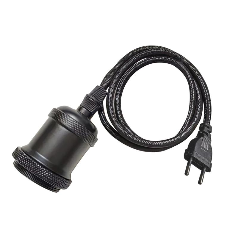 E27 Pendelupphäng 3,5m textilkabel Mattsvart