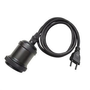 E27 Pendelupphäng 3,5m textilkabel Mattsvart