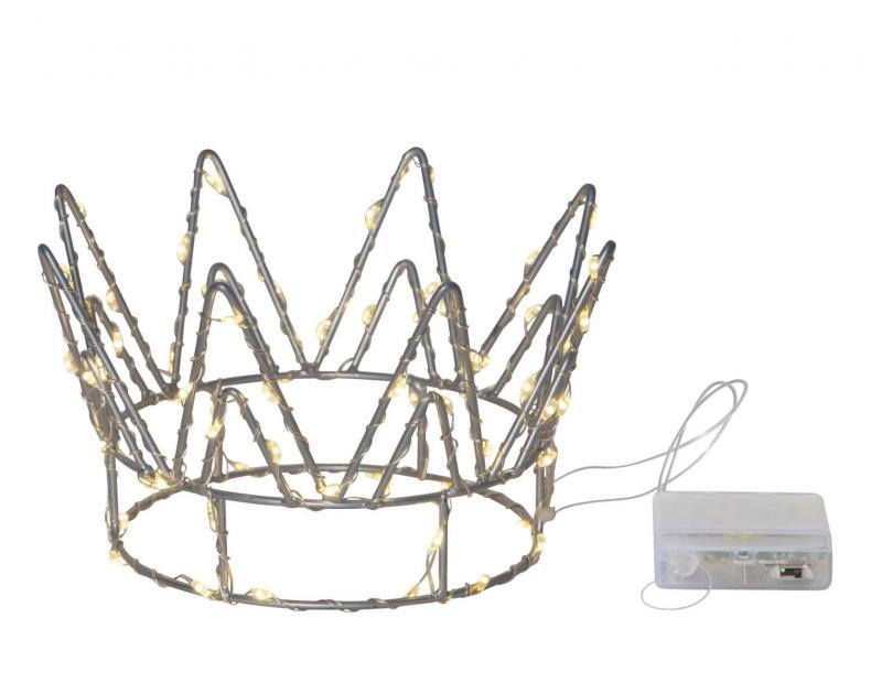 CROWN Bordsdekoration Batteri 70L 17cm Silver