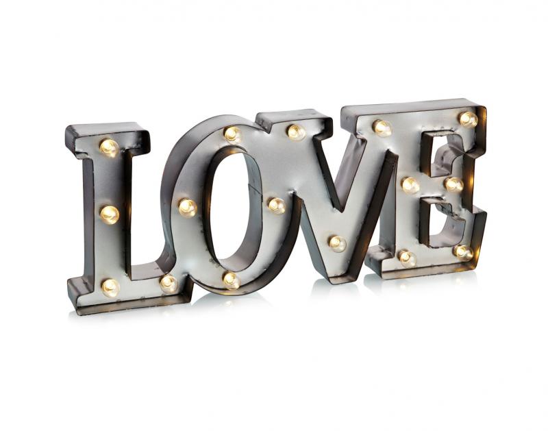 WORD bordsdekoration Love 16 LED Stålgrå