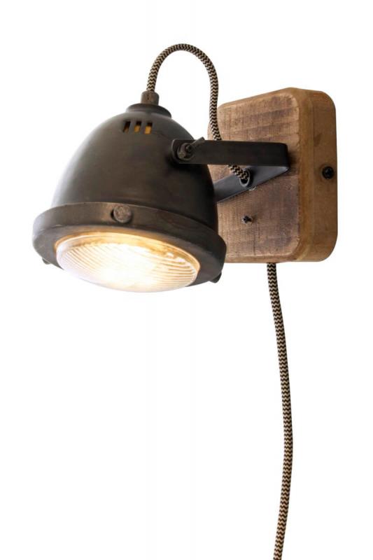 ALASKA Vägglampa 18,5cm Järngrå/Trä