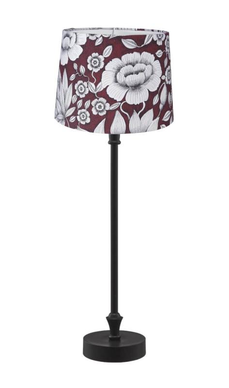 LIAM Bordslampa 59cm Svart/Sofia Röd Mönster skärm
