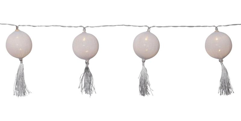 JOLLY TASSEL LIGHT Batterislinga 135cm Vit