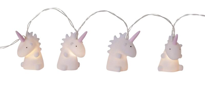 LJUSSLINGA POLLY Batterislinga Enhörning 135cm Vit