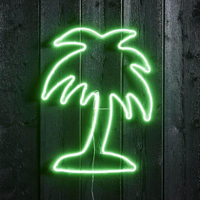FLATNEON Siluett Palm 65cm Grön