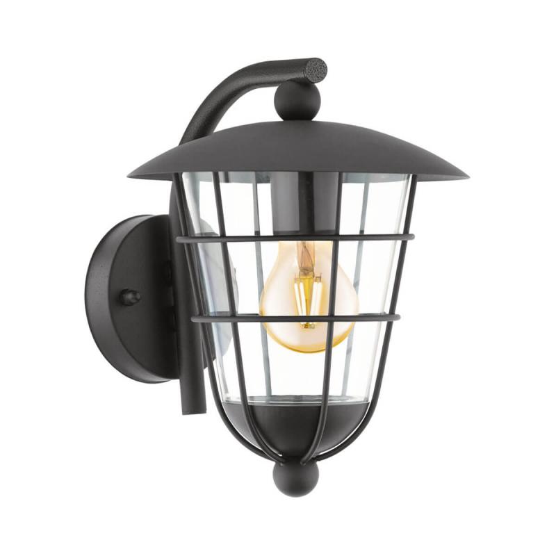 PULFERO Vägglampa Ned E27 28cm Svart IP44
