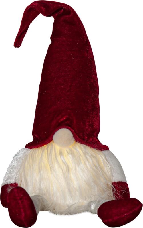 JOYLIGHT Dekorationsfigur Tomte Batteri 44cm Röd