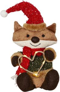 JOYLIGHT Dekorationsfigur Räv Batteri 21cm Brun