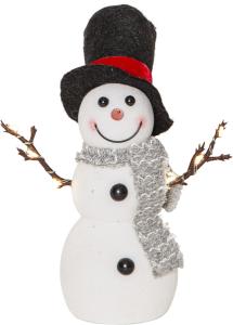 JOYLIGHT Dekorationsfigur Snögubbe Batteri 21cm Vit