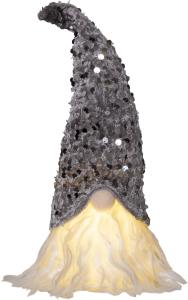 JOYLIGHT Batterifigur Dekorationstomte 32cm Silver