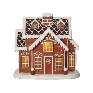 GINGERVILLE Panorama Pepparkakshus Batteri 26cm Brun