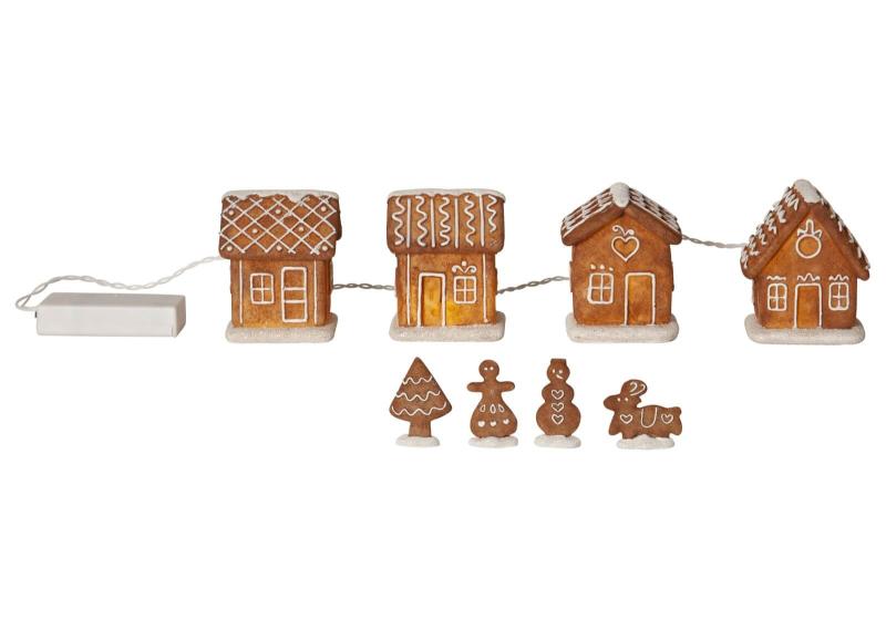 GINGERVILLE Pepparkakshus & Figurer Batteri 30cm Brun