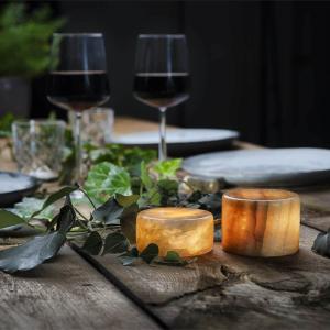 MARBLE S Bordsljus Äkta Marmor 8x4cm Amber