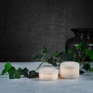 MARBLE S Bordsljus Äkta Marmor 8x4cm Vit