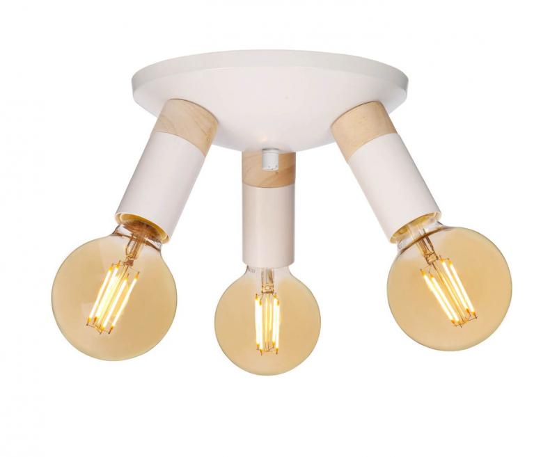 SPARTAN WOOD Plafond Rund 3L 20cm Vit/Natur