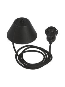 E27 Takupphäng 2,1m Textil Svart sladd