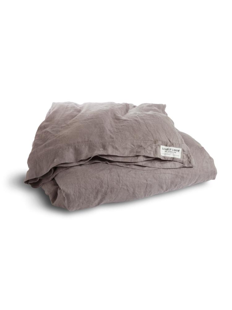 ett beige påslakan i linne