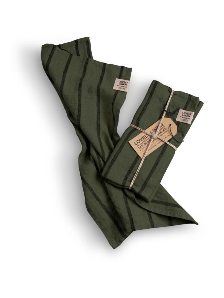 MISTY GUEST TOWEL Stripe Forest