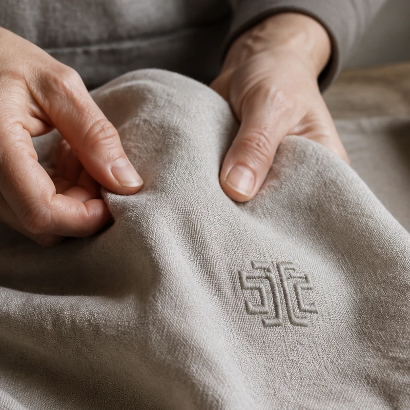 Custom embroidery on a linen napkin