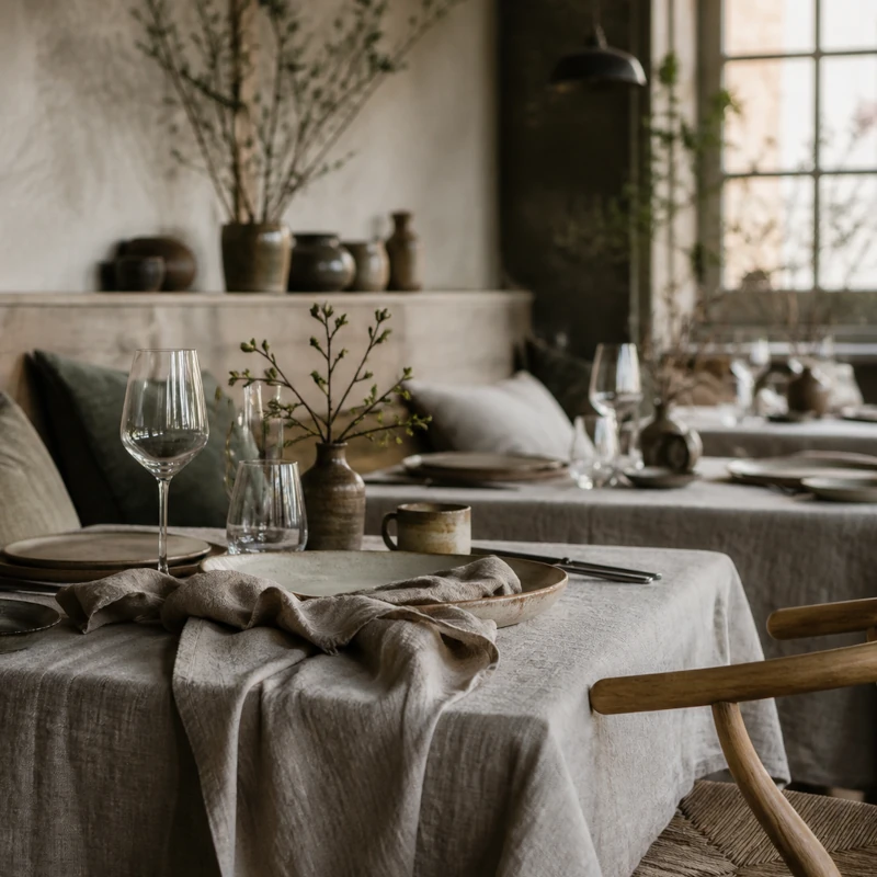 Linne i hotell- och restaurangmiljö