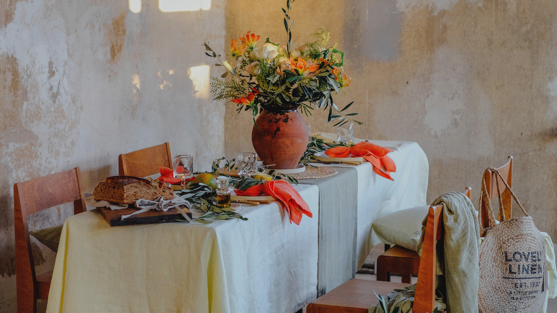 Dukat bord i Lovely Linen Lemon Sorbet