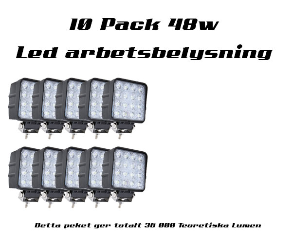10-Pack 48w Led arbetsbelysning