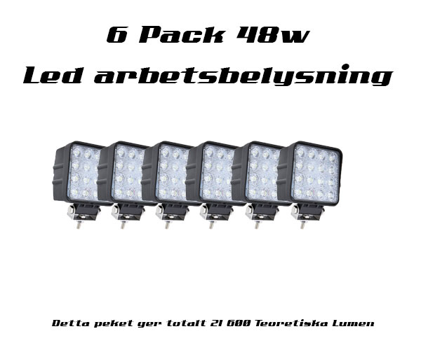 6-Pack 48w led arbetsbelysning