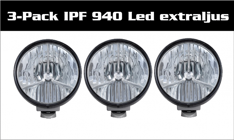 3-Pack IPF 940 Premium Led Extraljus