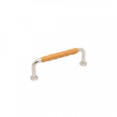 Beslag Design - Handtag 1353 förnicklad/natur läder