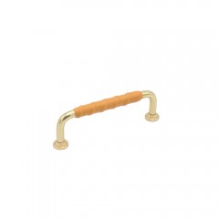 Beslag Design - Handtag 1353 polerad mässing/natur läder