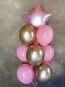 ballongbukett i rosa och guld