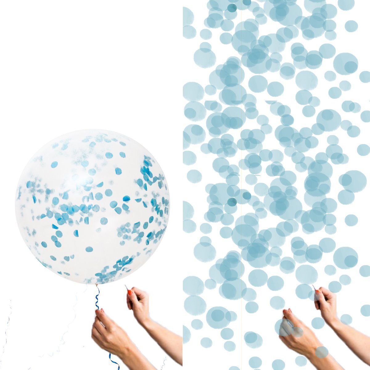 Konfetti Ballonger i Pastell Ljus Blå. 30cm. 5 Styck