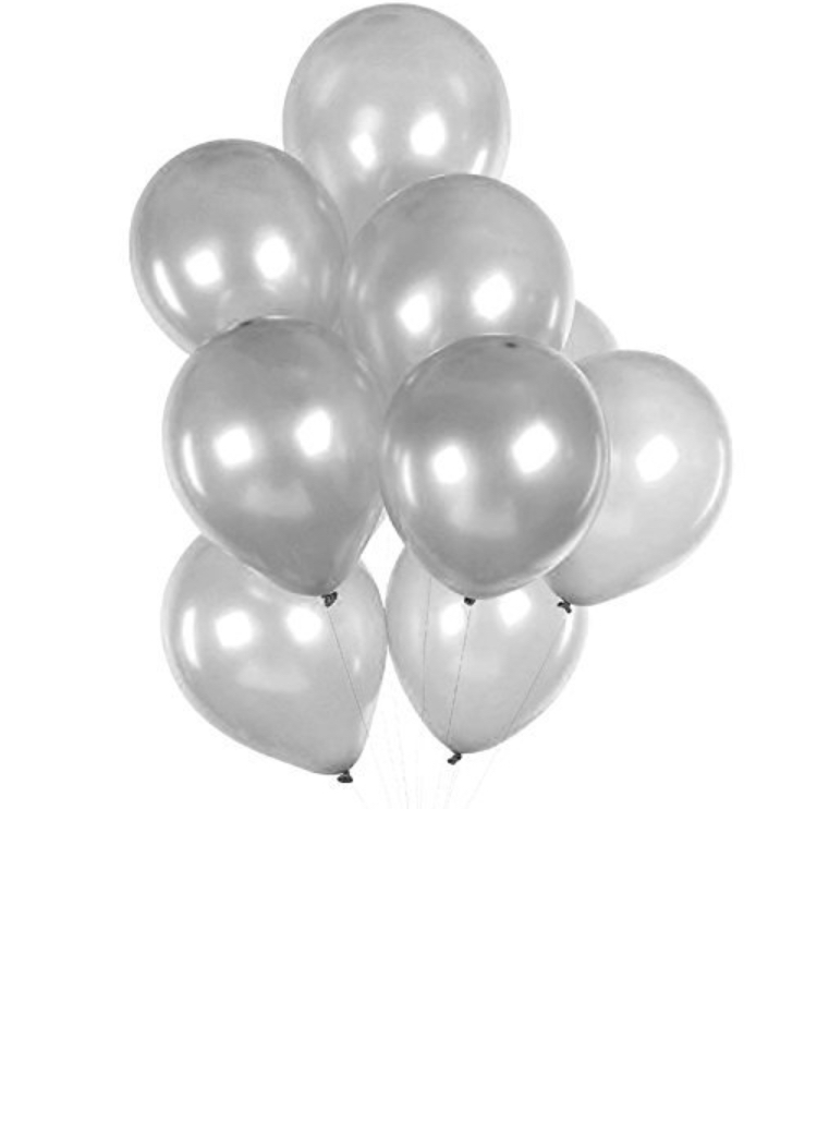Silver Metalliska ballonger. 10 Pack. 30cm