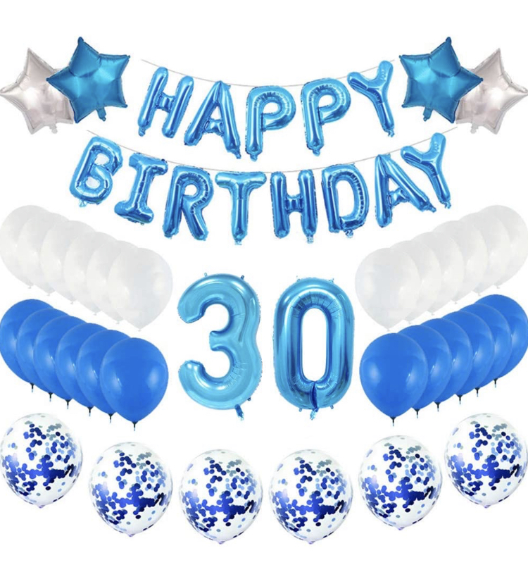 30th Happy Birthday Dekorations Kit i Blå.