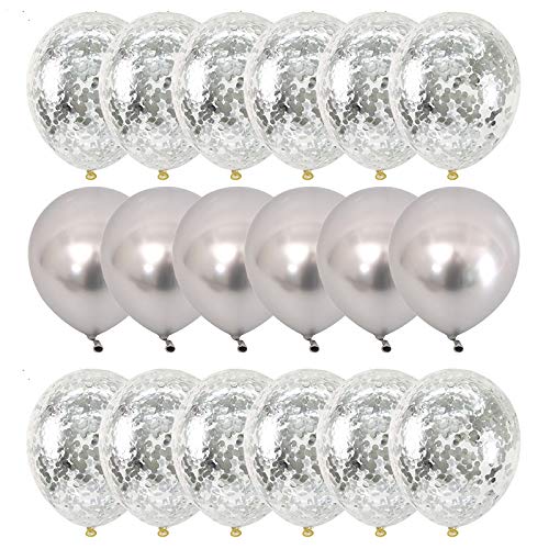 Silver Chrome/Konfetti Ballong Set. 20 Delar