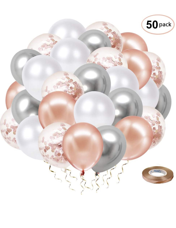 Ballong Bukett i RosaGuld/Silver Chrome. 50 Pack