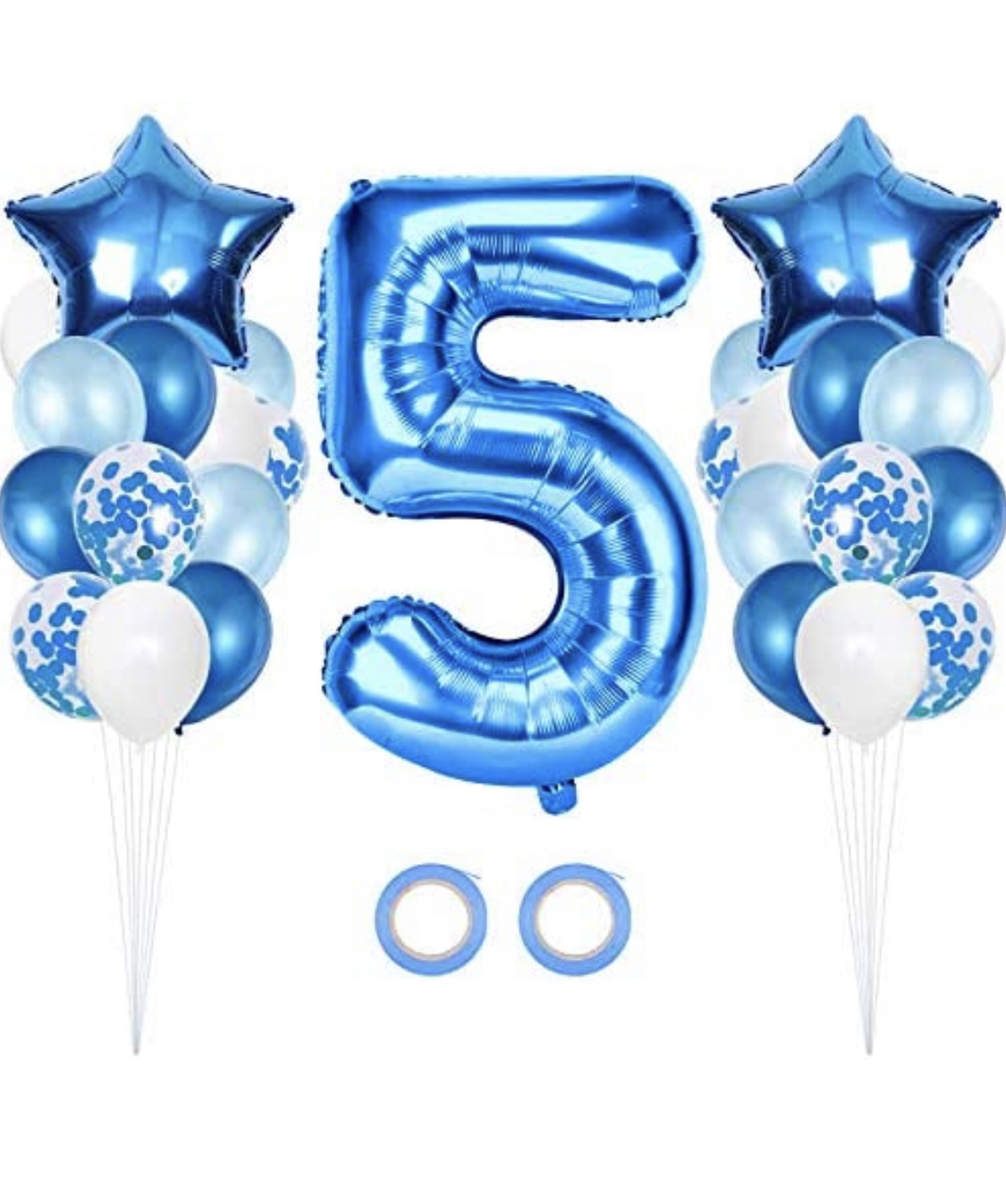 5års ballong dekoration set i blå