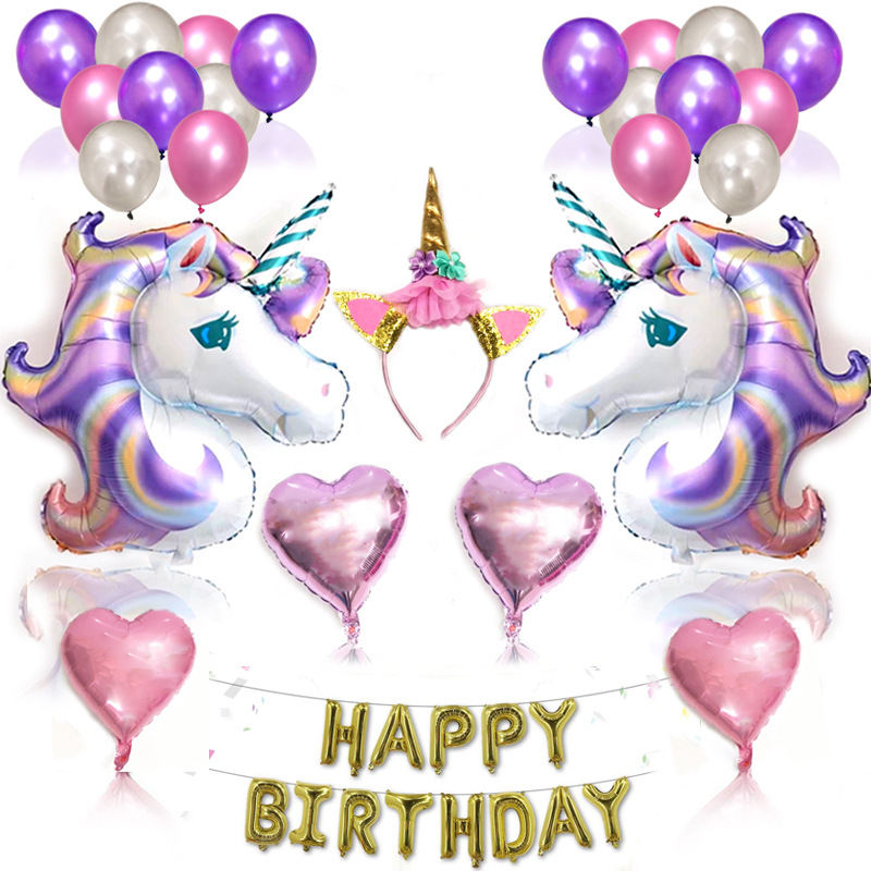 Unicorn Happy Birthday Ballong Set.