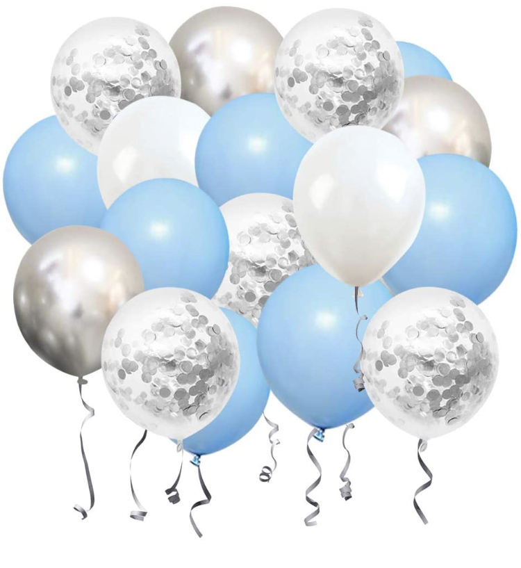 Ballong Bukett i Pastell Ljus Blå/Silver Chrome. 50 delar.