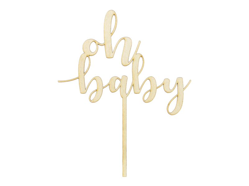 Wooden topper Oh baby, 17cm Dop