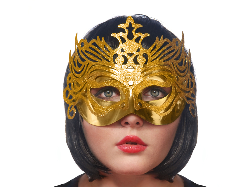 Party mask med ornament, Guld.