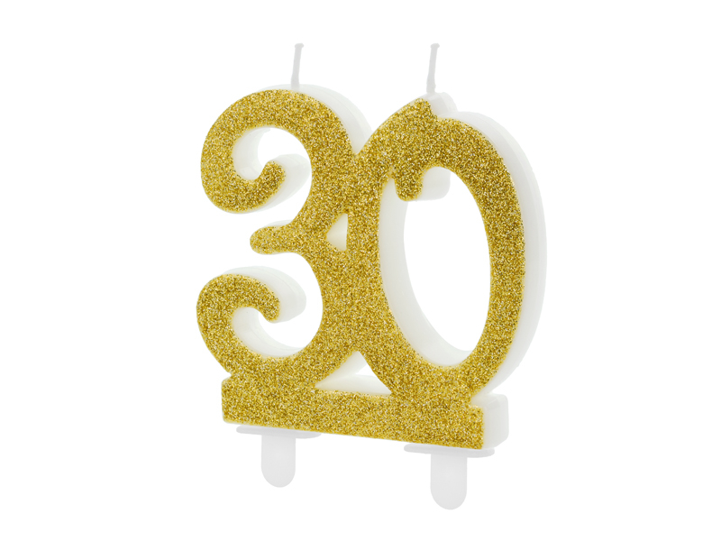 30 år siffer tårtljus i guld