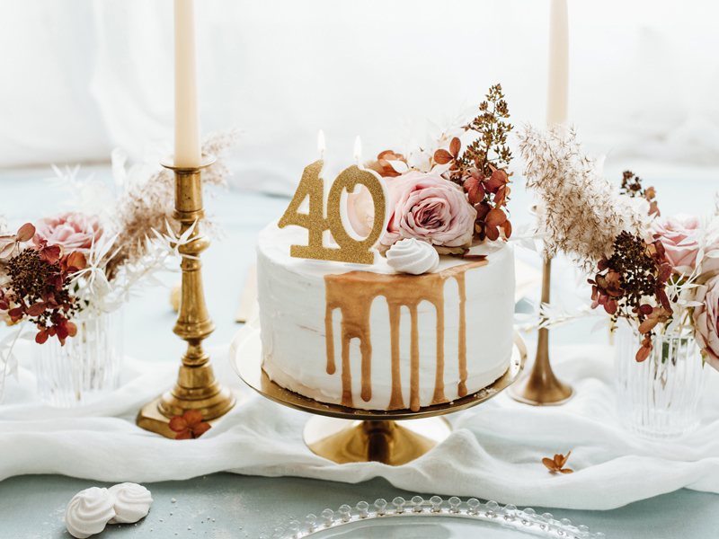40 år siffer tårtljus i guld