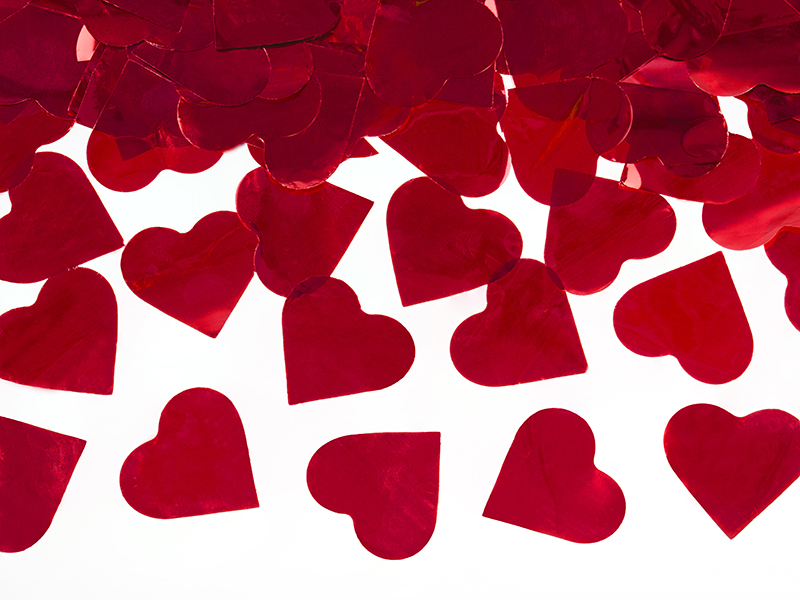 konfetti röd hjärtformade