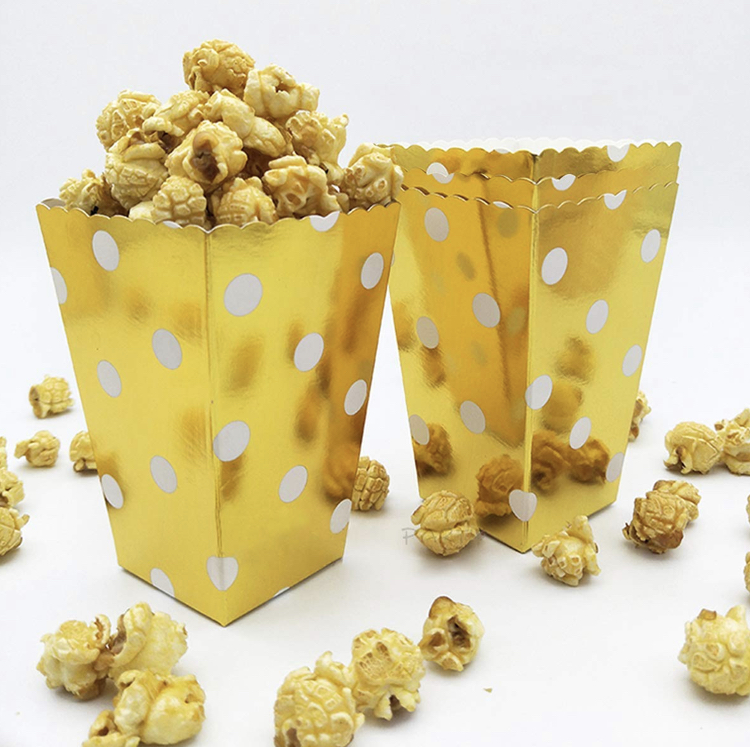 Popcornboxar i Guld. 8 Pack.