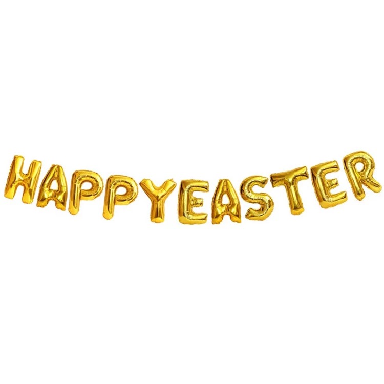 Happy Easter Folie Ballonggirlang i Guld. 81cm