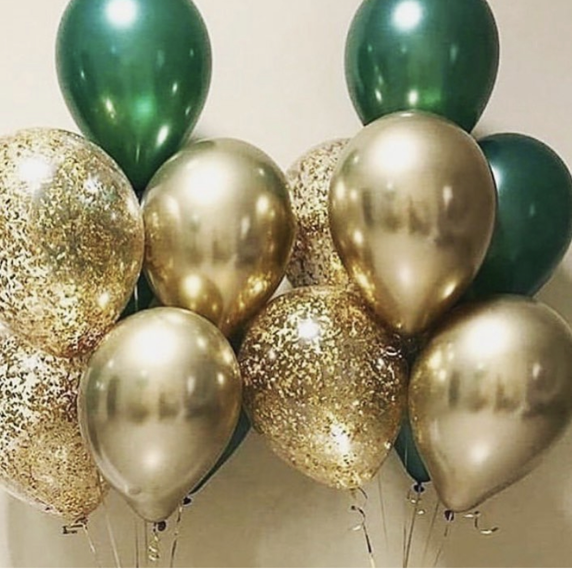 Ballong Bukett Guld emerald grön