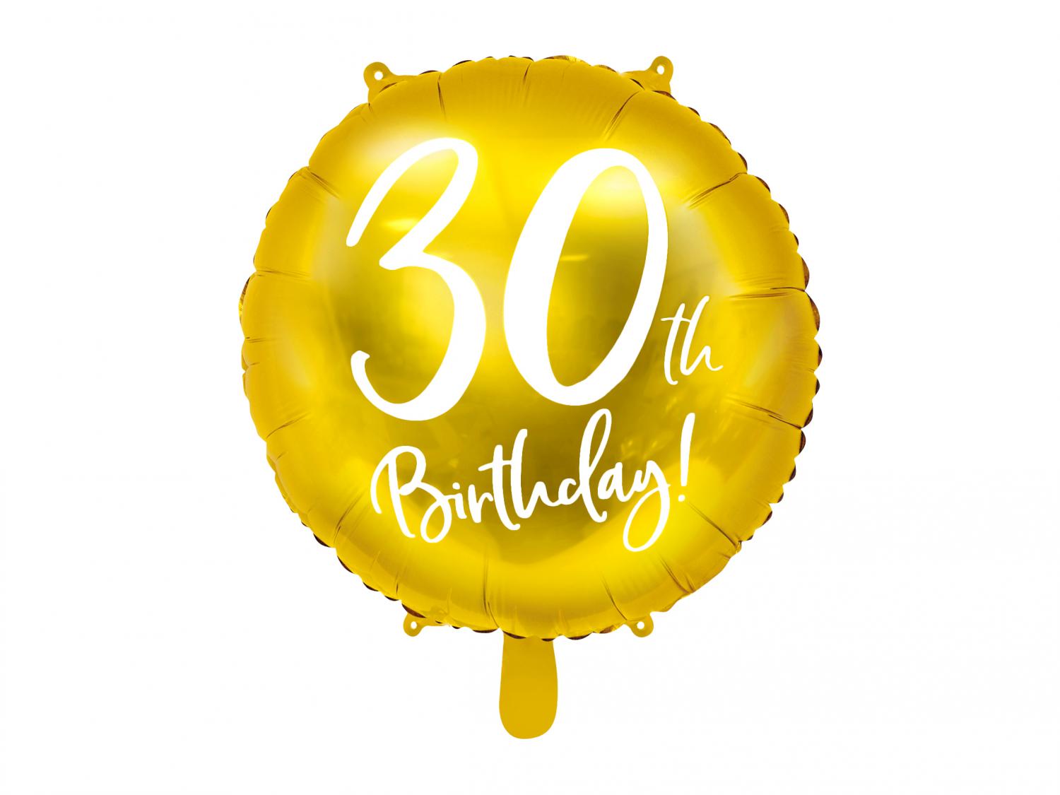 30th Birthday Folie Ballong i Guld. 45cm